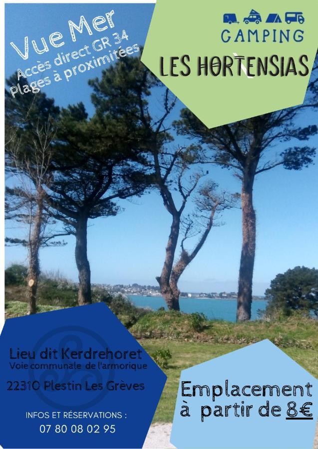 Les Hortensias Grande Tente Familiale Deux Chambres Et Sejour Vue Mer Sur Camping Nature Plestin-les-Grèves Dış mekan fotoğraf